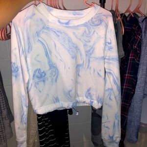 Blue marble cropped sweatshirt